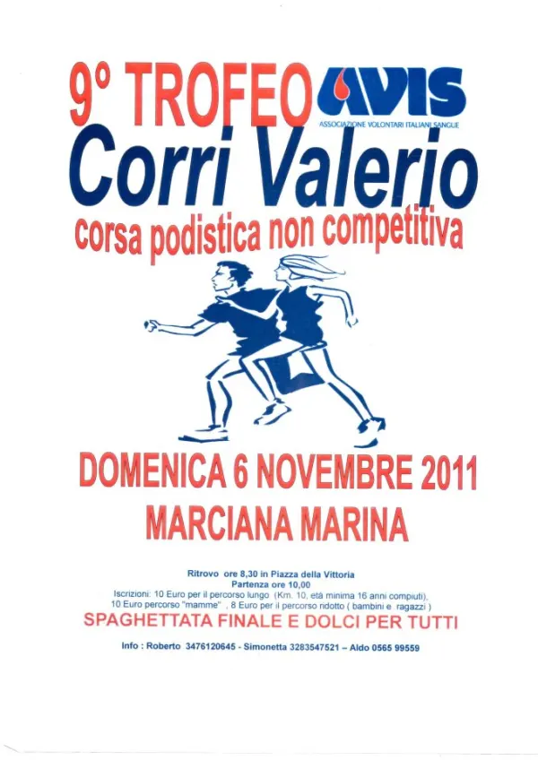 Nono trofeo 'Corri Valerio', corsa podistica non competitiva