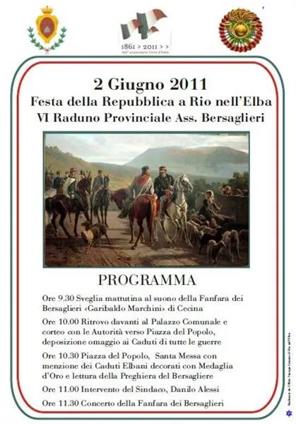 2 GIUGNO- FESTA DELLA REPUBBLICA A RIO NELL'ELBA E VI RADUNO PROVINCIALE BERSAGLIERI