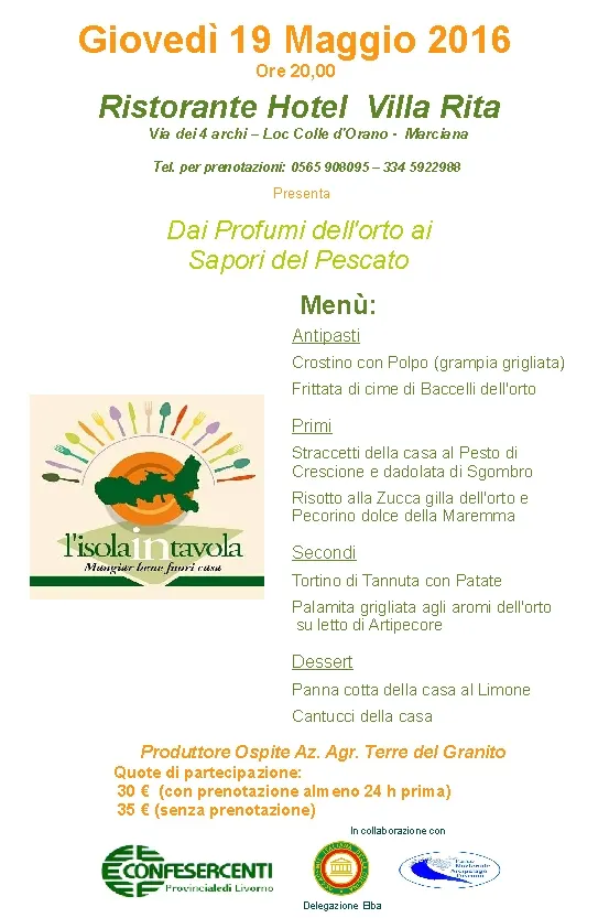 ISOLA IN TAVOLA - Dai profumi dell'orto ai sapori del Pescato