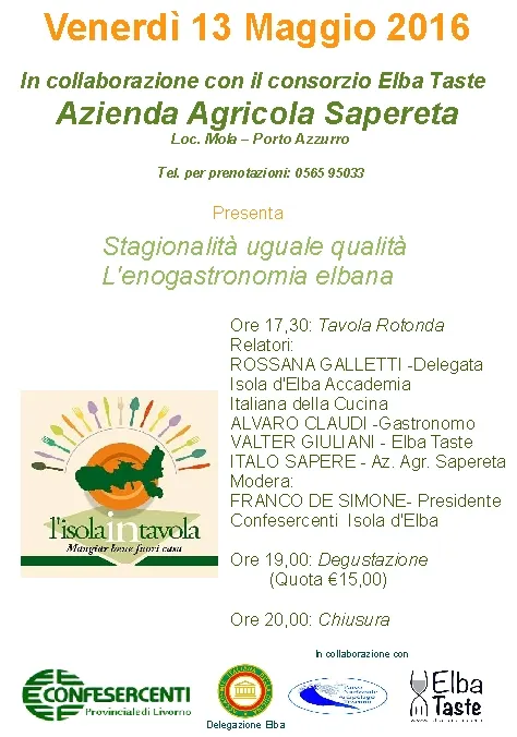 ISOLA IN TAVOLA - Stagionalità uguale qualità. L'enogastronomia elbana