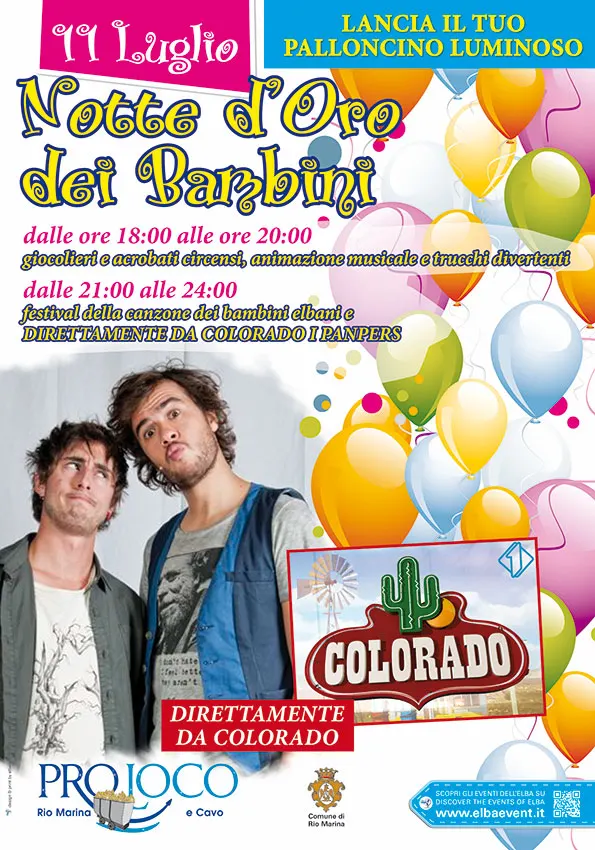 Notte d'oro de bambini-giochi e animazione e Festival musicale, e da Colorado "I Panpers"