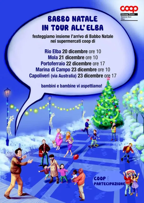 Babbo Natale in tour fra i negozi della Coop all'Elba