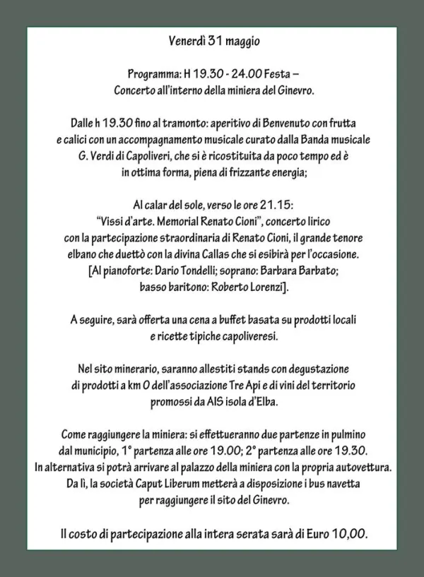 XVII Festa del Cavatore - Festa/Concerto in Miniera