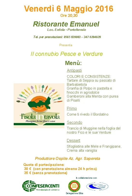 ISOLA IN TAVOLA - "Il Connubio Pesce e Verdura"