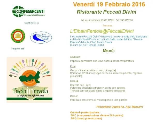 L'ISOLA IN TAVOLA - L'ElbaInPentola@PeccatiDivini