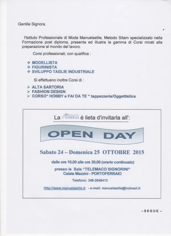 Open Day! Porte aperte all'informazione e all'orientamento.