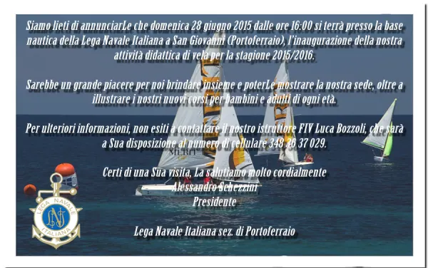 Inaugurazione Scuola di Vela stagione 2015