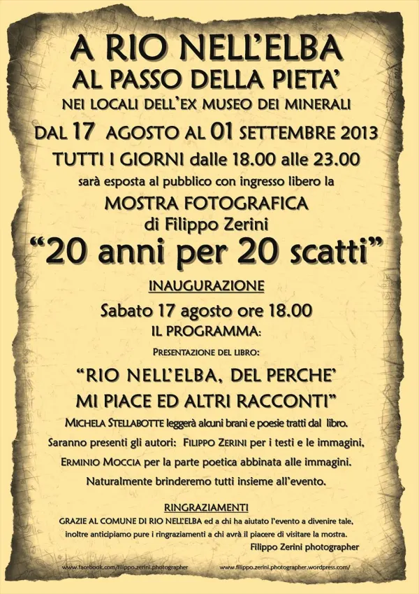 "Venti anni per venti scatti" Mostra fotografica di Filippo Zerini photographer