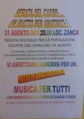 Serata del cuore....Un piatto per Amatrice!