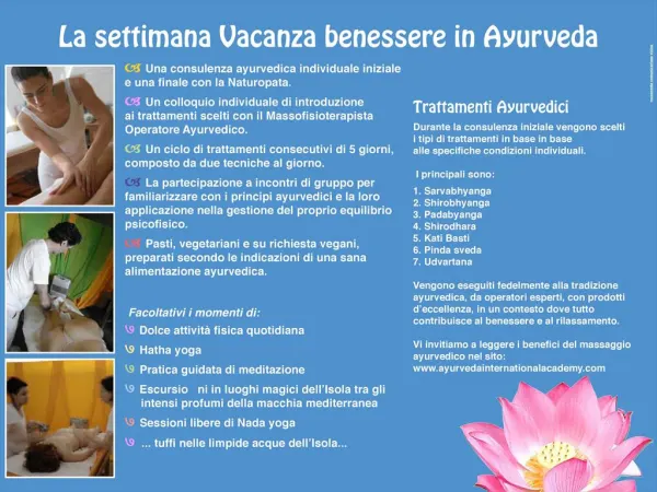 Settimana vacanza di benessere Ayurveda