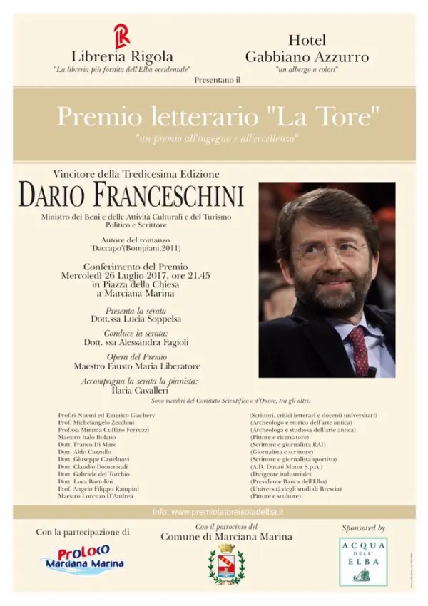Premio letterario La tore edizione 2017 al Ministro Dario Franceschini