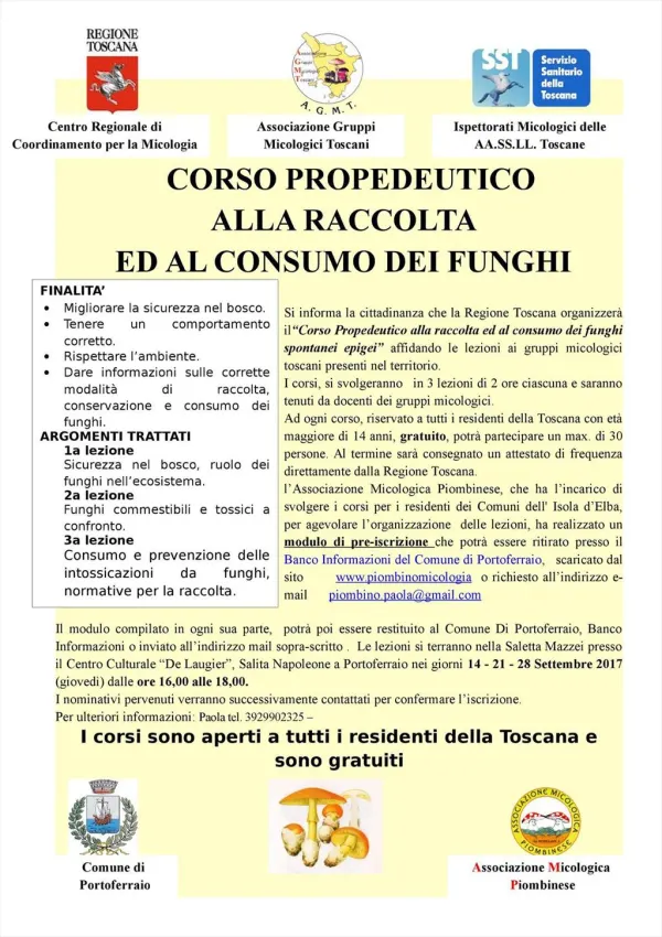Corso preopedeutico alla raccolta ed al consumo dei funghi 