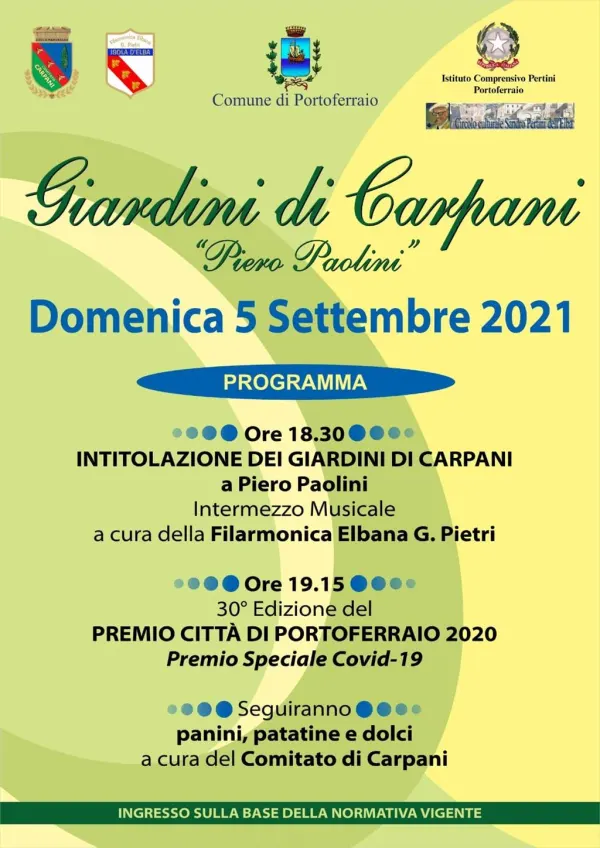 Intitolazione dei giardini di Carpani a Piero Paolini