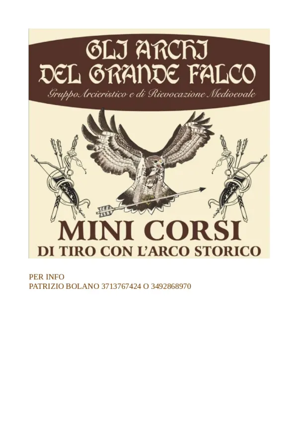 Mini corso di tiro con l'arco storico
