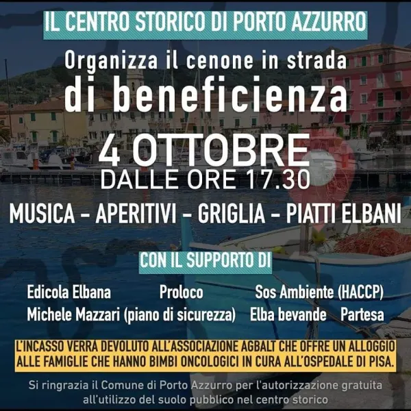 Cenone in strada di beneficienza: Musica, aperitivi, griglia e piatti elbani