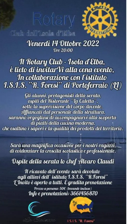 Rotary Club-Isola d'Elba in collaborazione con l'I.S.I.S "R. Foresi" di Portoferraio - Cena Evento