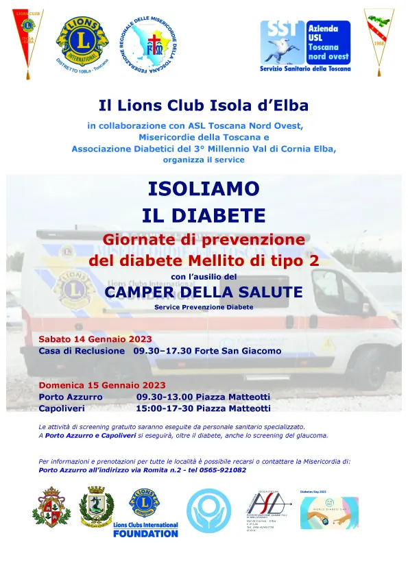 Screening gratuiti alla Casa di Reclusione di Forte S. Giacomo, Porto Azzurro e Capoliveri