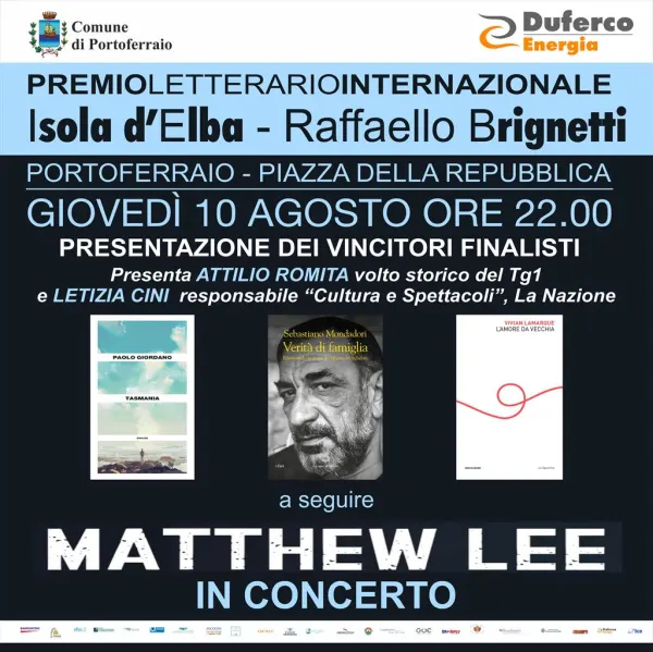 Premio letterario Raffaello Brignetti - Presentazione dei vincitori finalisti con Matthew Lee in concerto