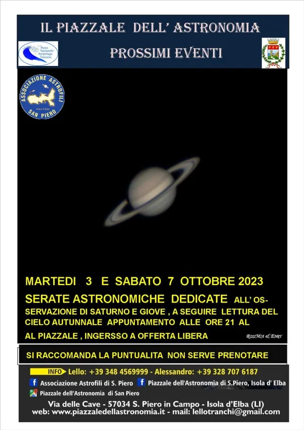 Serate Astronomiche Osserviamo Saturno e Giove