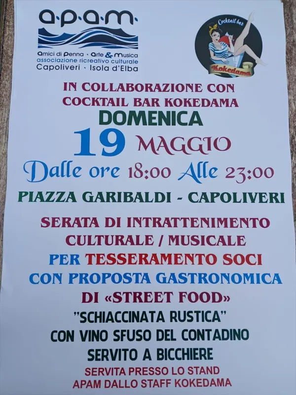 Serata di intrattenimento culturale e musicale - Piazza Garibaldi, Capoliveri 