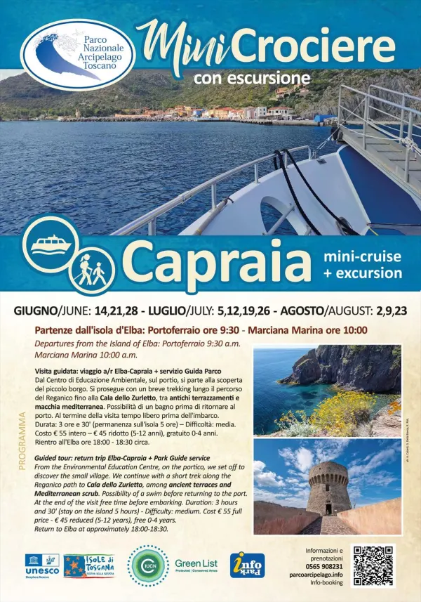 ISOLA DI CAPRAIA - Visita guidata comprensiva di viaggio a/r dall’isola d’Elba e servizio Guida Parco.