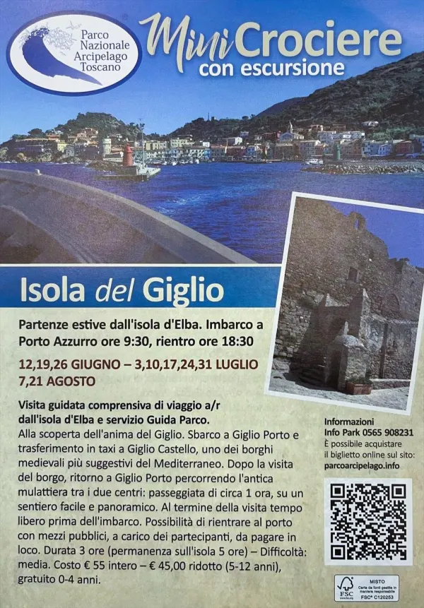 ISOLA DEL GIGLIO - Visita guidata comprensiva di viaggio a/r dall’isola d’Elba e servizio Guida Parco.