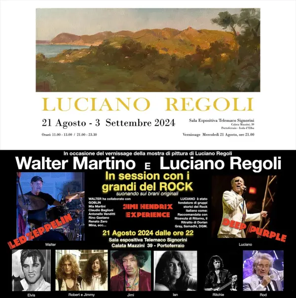 Mostra di dipinti di Luciano Regoli - Concerto rock blues di Walter Martino e Luciano Regoli