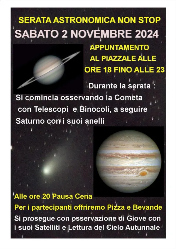 Serata  Astronomica  NON STOP   Sabato  2 Novembre 2024 