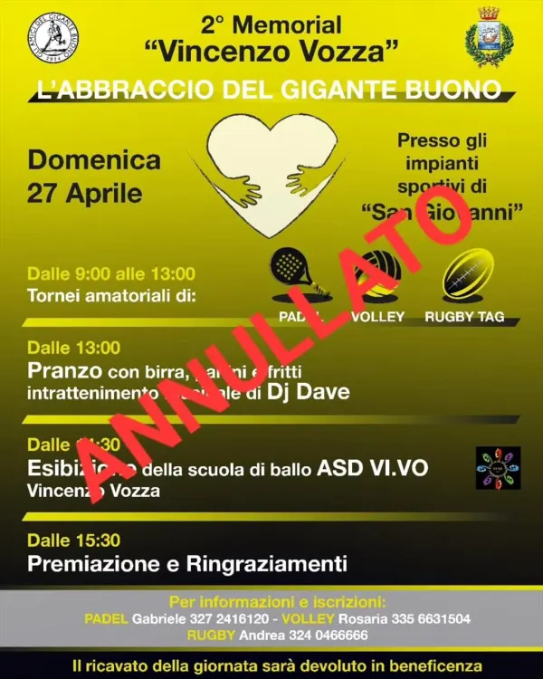 2° Memorial Vincenzo Vozza – L'Abbraccio del Gigante Buono // Evento annullato