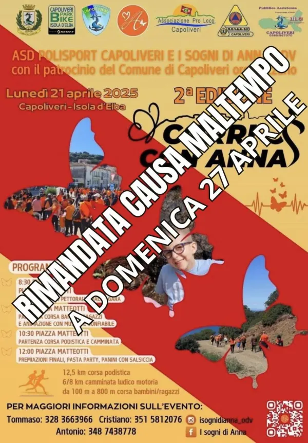 Corri con Anna - evento rinviato per maltempo