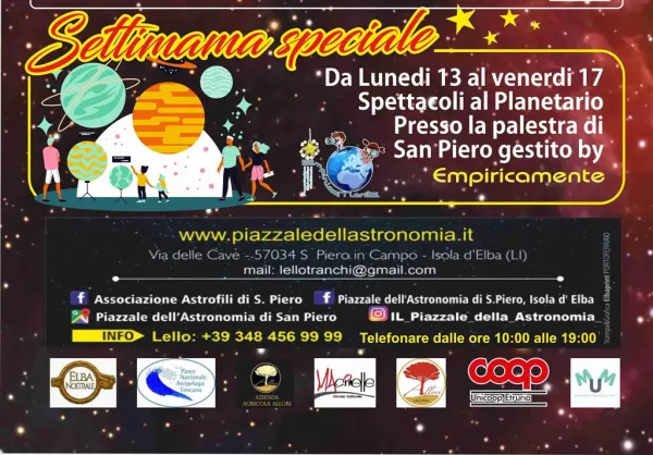Spettacoli al Planetario- Palestra di S. Piero dal 13 al 17 Ottobre 