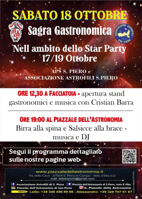 Sabato 18 Sagra Gastronomica con musica + Serata Birra e Salsiccia con DJ 