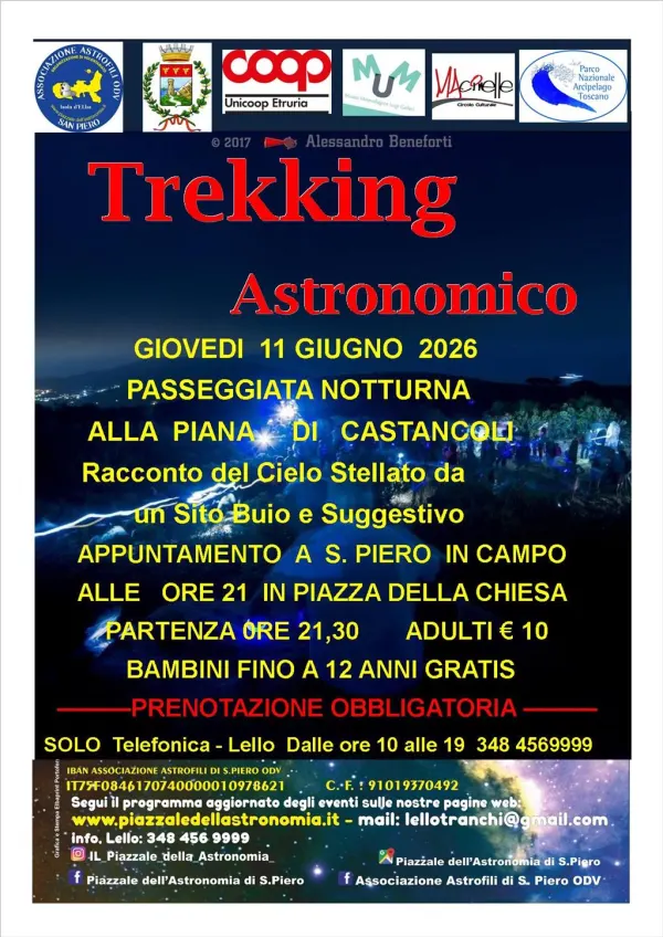Trekking Astronomico - Passeggiata Notturna alla Piana di Castancoli Giovedì 11 Giugno 2026
