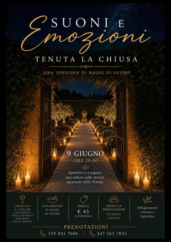 SUONI & EMOZIONI: Bagno di Suoni e Aperitivo alla Tenuta La Chiusa