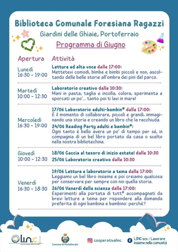 Riapertura Biblioteca Comunale all’Aperto e letture ad alta voce