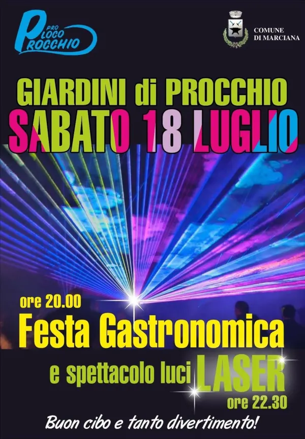 Festa gastronomica a Procchio & show di luci laser