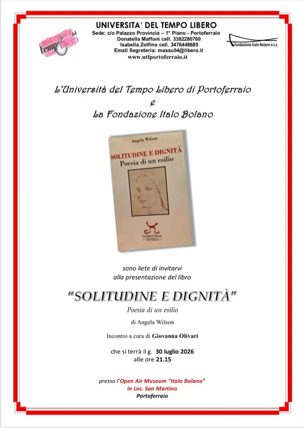 Al Museo Bolano Giovanna Olivari presenta “Solitudine e dignità”di Angela Wilson, in collaborazione con UTL Portoferraio