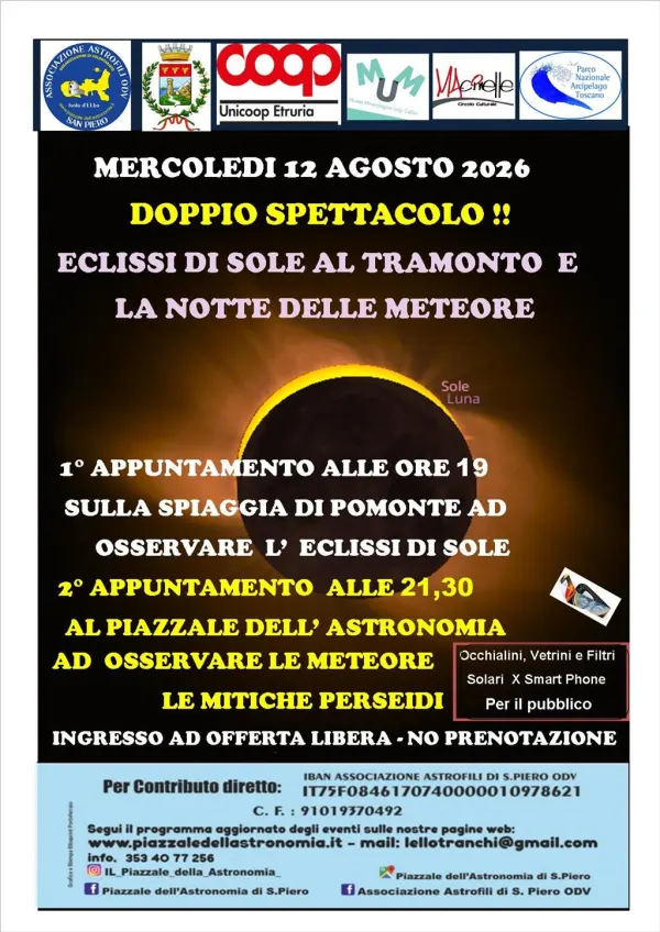 Doppio Grande Spettacolo Astronomico  Eclissi di Sole e Notte delle Meteore 