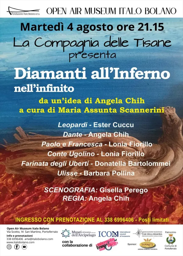 Diamanti all'Inferno nell'Infinito": il nuovo spettacolo delle Tisane all'Open Air Museo Italo Bolano