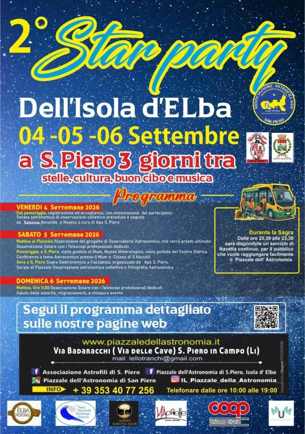 2° Star Party dell' Isola d' Elba 4-5-6 Settembre 2026