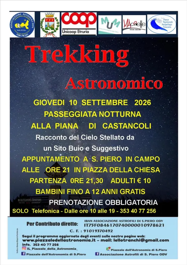 Annullata per rischio maltempo  - Passeggiata Notturna alla Piana di Castancoli- Giovedì 10 Settembre  2026